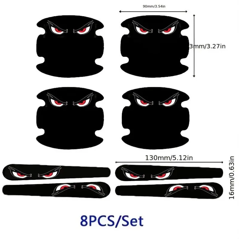 8 pieces / sets of red eye-catching pattern car door handles and anti-scratch protection stickers for bowls