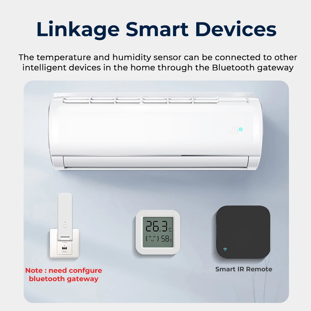 Imagem -05 - Sensor de Temperatura e Umidade Inteligente Higrômetro Interior Tuya Termômetro Compatível com Bluetooth Alexa Google Smart Life App 1pc