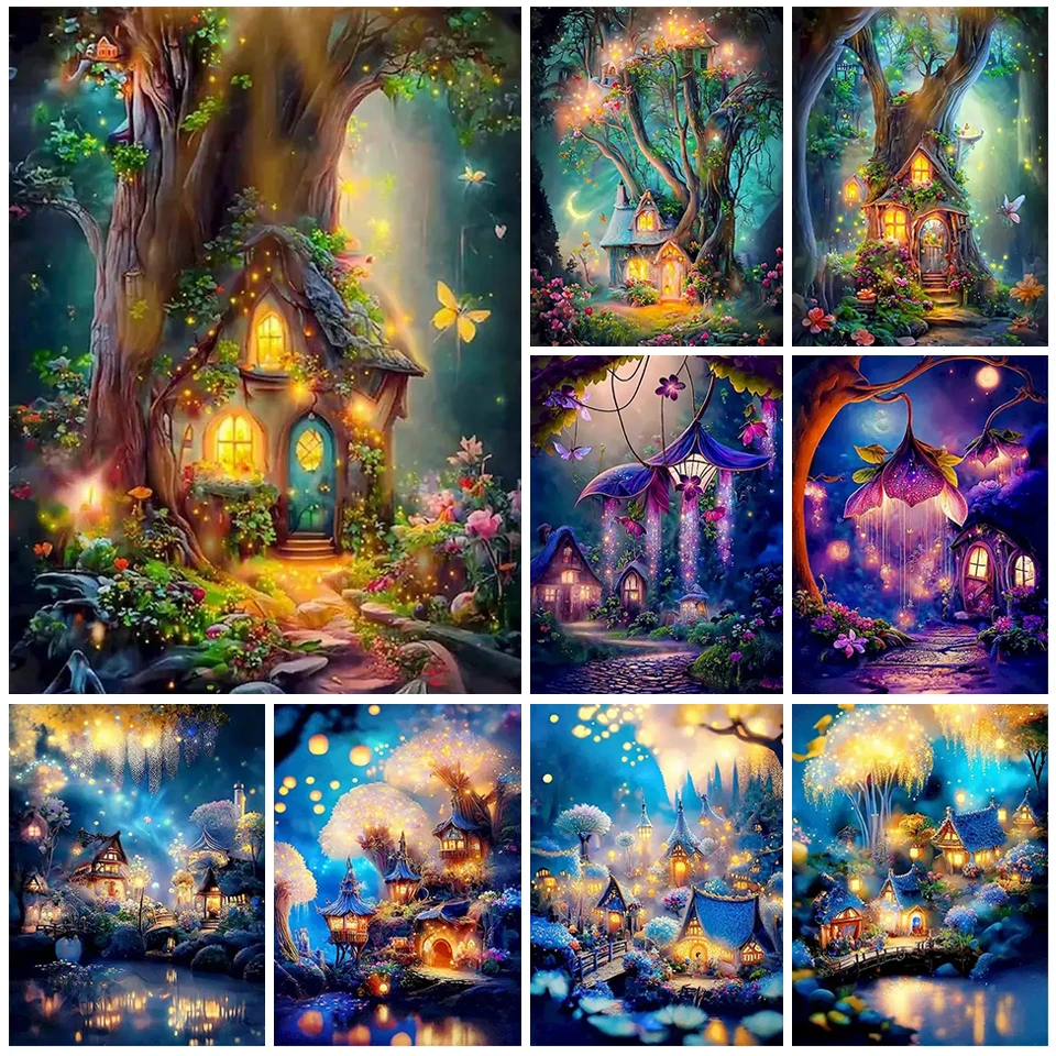 Diy Fantasy House Scenery Diamond Art Painting 5D Landscape Full Diamond Mosaic Embroidery Crystal Picture Sets Home Decor Arts