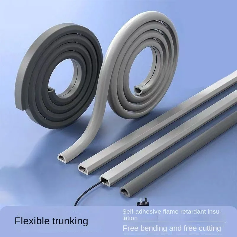 1PC 3M Arc Anti-extrusion Floor Cord Cover Self-Adhesive Power Extension Wiring Duct Cable Protector Home Outdoor Wire Organizer