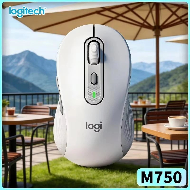 Ratón Inalámbrico Bluetooth Logitech M750, Clic Silencioso, Diseño Ergonómico, Batería de Larga Duración, Emparejamiento Multidispositivo para Mac, Windows, iPad