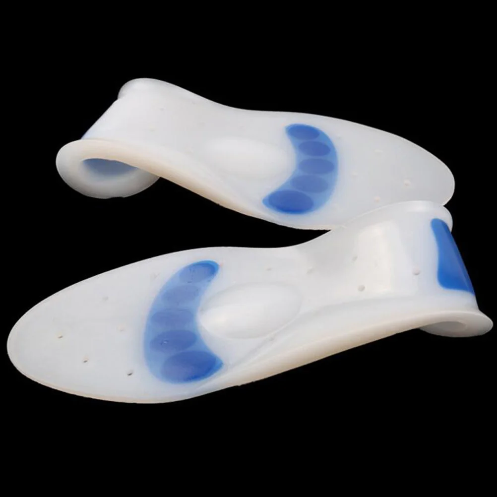 Silicone Insoles Arch Support Heel Cushioning Foot Pads for Pain Relief Breathable Cuttable Size 43-44 White Shoe Inserts
