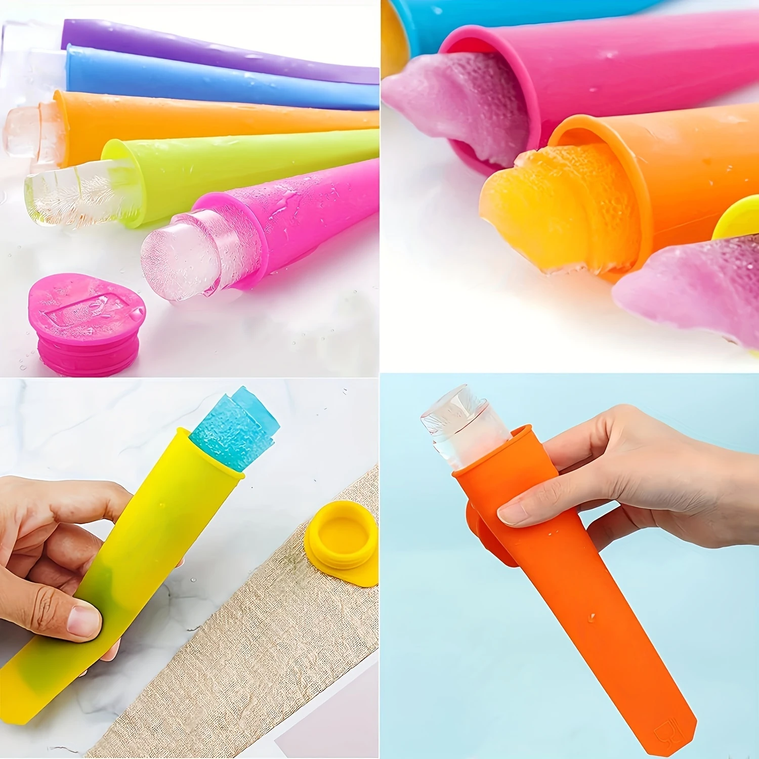 1 adet/6 adet, Popsicles Kalıpları, Yeniden Kullanılabilir Bebek Silikon Popsical Kalıpları, DIY Popsicles/Yoğurt S Için Kapaklı Buz Kalıpları buzlu