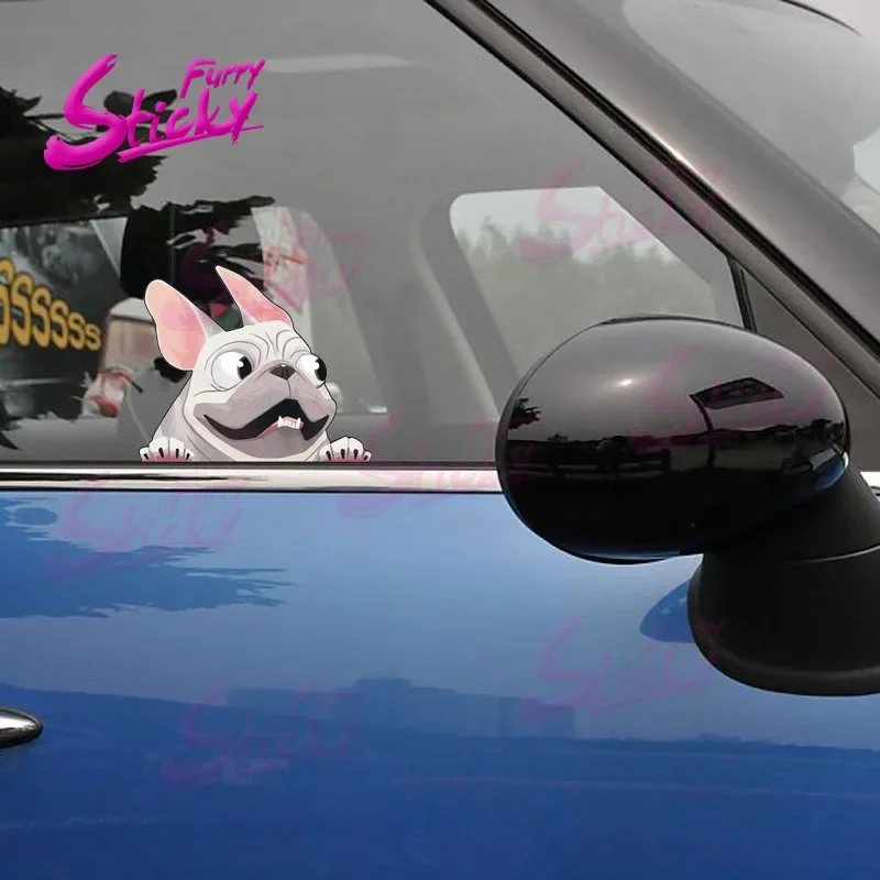 

Cute French Bulldog Voyeur Vinyl Car Stickers - Waterproof Decals for Cars, Trucks, SUVs,Window ,Bumper, Laptop