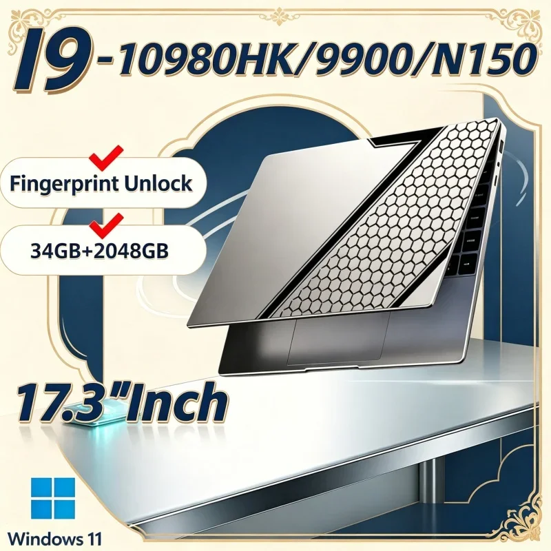 Vivid 17.3 Inch Laptop Intel I9‑10980HK&I9‑9900&N150 Windows 11 32GB M.2 2TB SSD Ultrabook Computer Portable PC Office Laptops