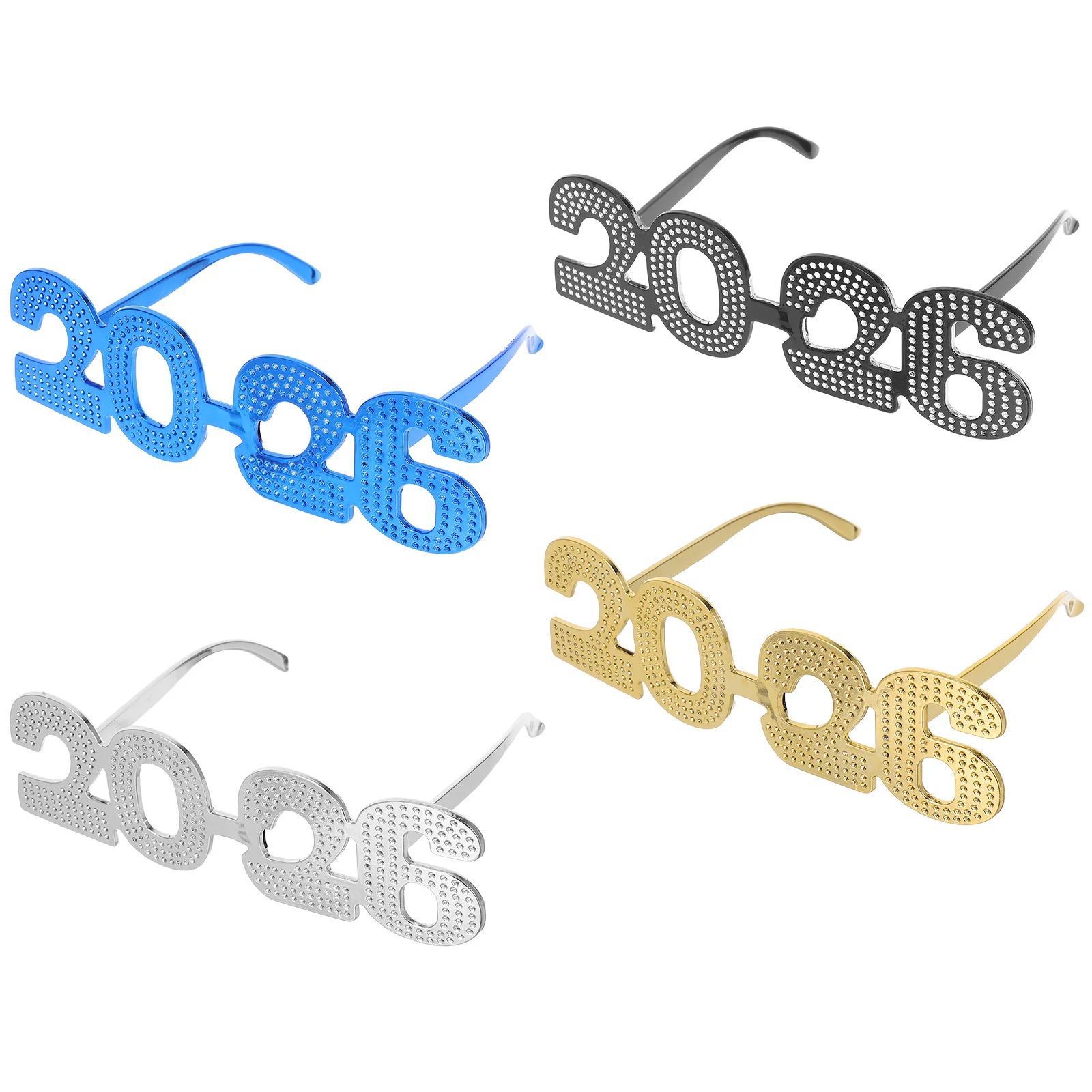 

4Pcs 2026 Glasses Happy New Year Eyeglasses Glitter Number Eyewear Party Photo Props Celebrations New Year 2026 Eyeglasses