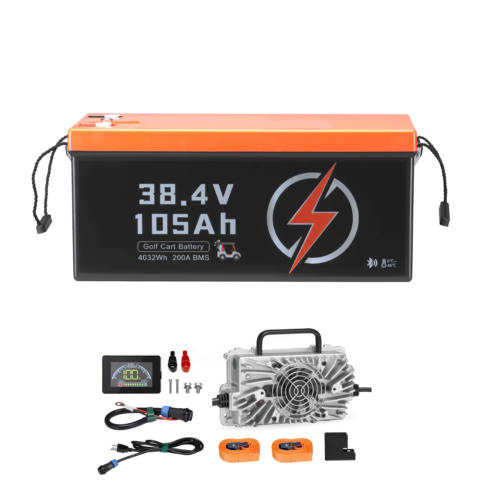 SucceBuy 105Ah 36 Volt / 48 Volt Lithium Battery with 200A BMS Monitor Mobile APP LiFePO4 Battery 600A Peak for Golf Carts Use