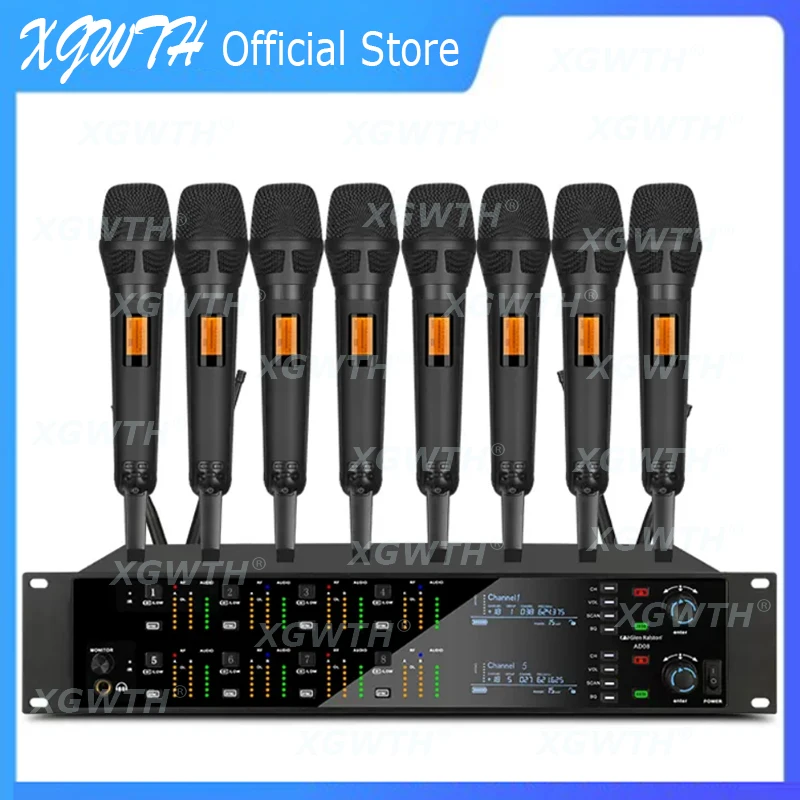 

AD4D Digital True Diversity UHF Wireless Microphone System 8 Channel SKM9000 Dynamic Handheld Mic DJ Karaoke Amplifier Monitor