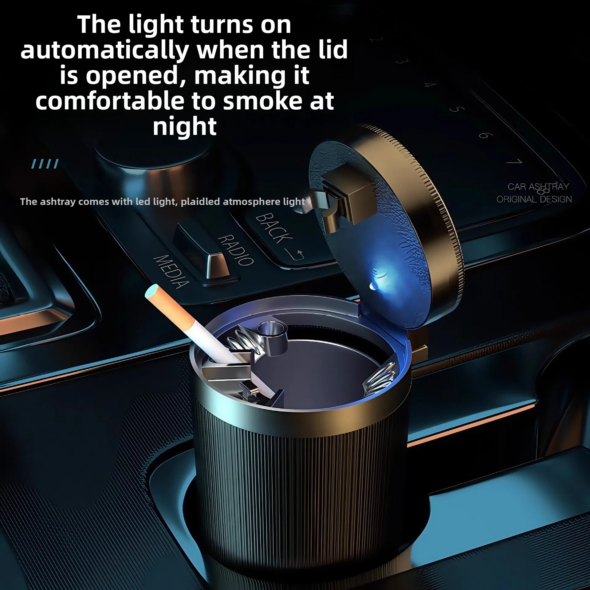 Universal Auto LED Aschenbecher Müll Münze Lagerung Tasse Container Zigarre Aschenbecher Halter Auto Innen Zubehör Auto LED Aschenbecher Kit