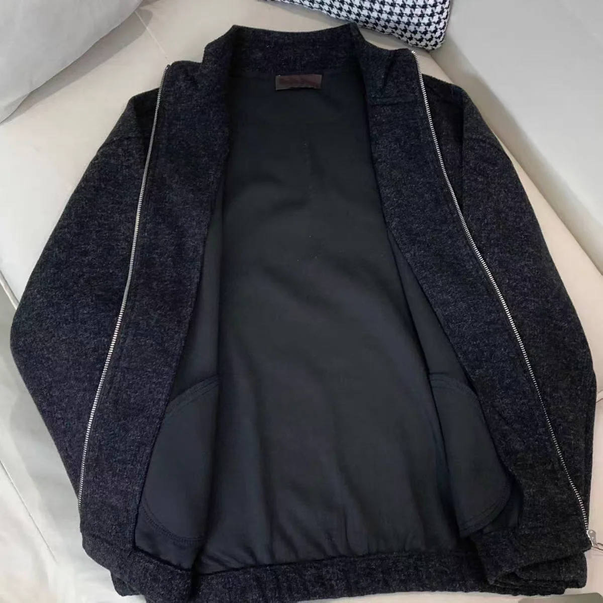 سترة محبوكة بسحاب كاجوال للخريف والشتاء من مزيج الصوف الإيطالي LP سترة واقفة