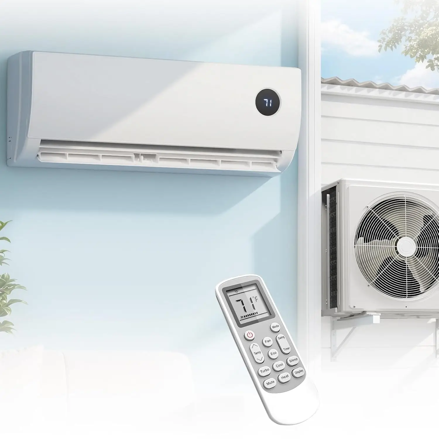 18000 BTU Mini Split Ac/Heating System, Ductless Mini Split Air Conditioner Inverter with with Heat Pump, Quiet, Custom