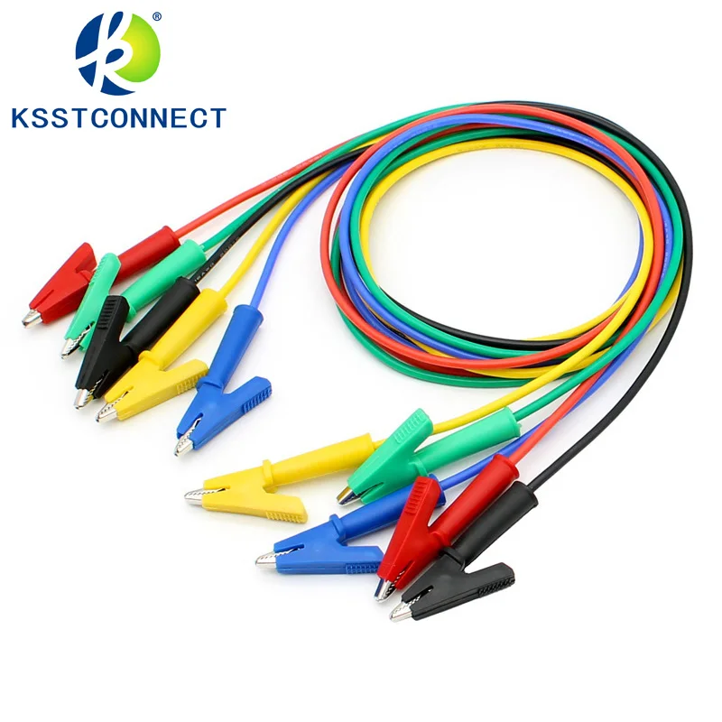 5 pz altamente flessibile 16AWG silicone 4mm impilabile spina a Banana maschio a coccodrillo coccodrillo Clip di prova sonda cavo cavo