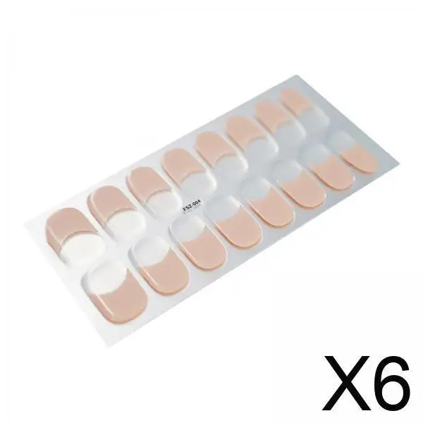 

6x Semi-cured Gel Nail Strips, Full Nail Foil Stickers, Shiny Brighter Salon Nail Gel Polish Strips
