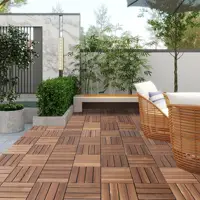30Pcs Anti corrosion wood flooring, outdoor carbonized wood flooring, balcony, household courtyard flooring, splicing waterproof 6
