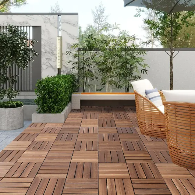 30Pcs Anti corrosion wood flooring, outdoor carbonized wood flooring, balcony, household courtyard flooring, splicing waterproof 6
