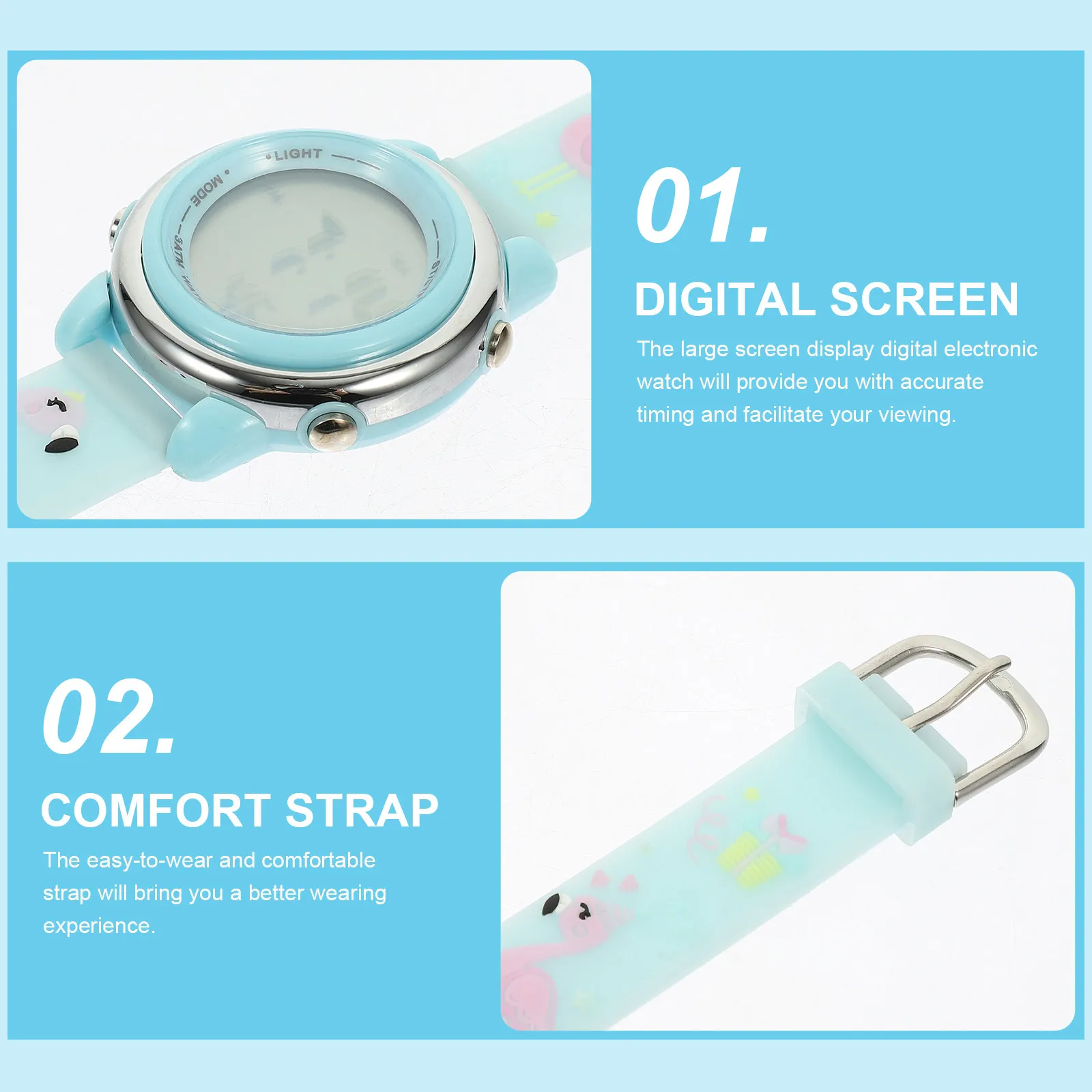 Cartoon Watch Portable Adjustable Waterproof LED Electronic Students Watch Luminous Gift Watches for