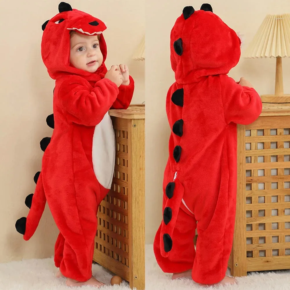 Mono Kigurumi de franela para niñas, mono de invierno para niños de 1 a 4 años, Cosplay de animales, unicornio, vaca y León