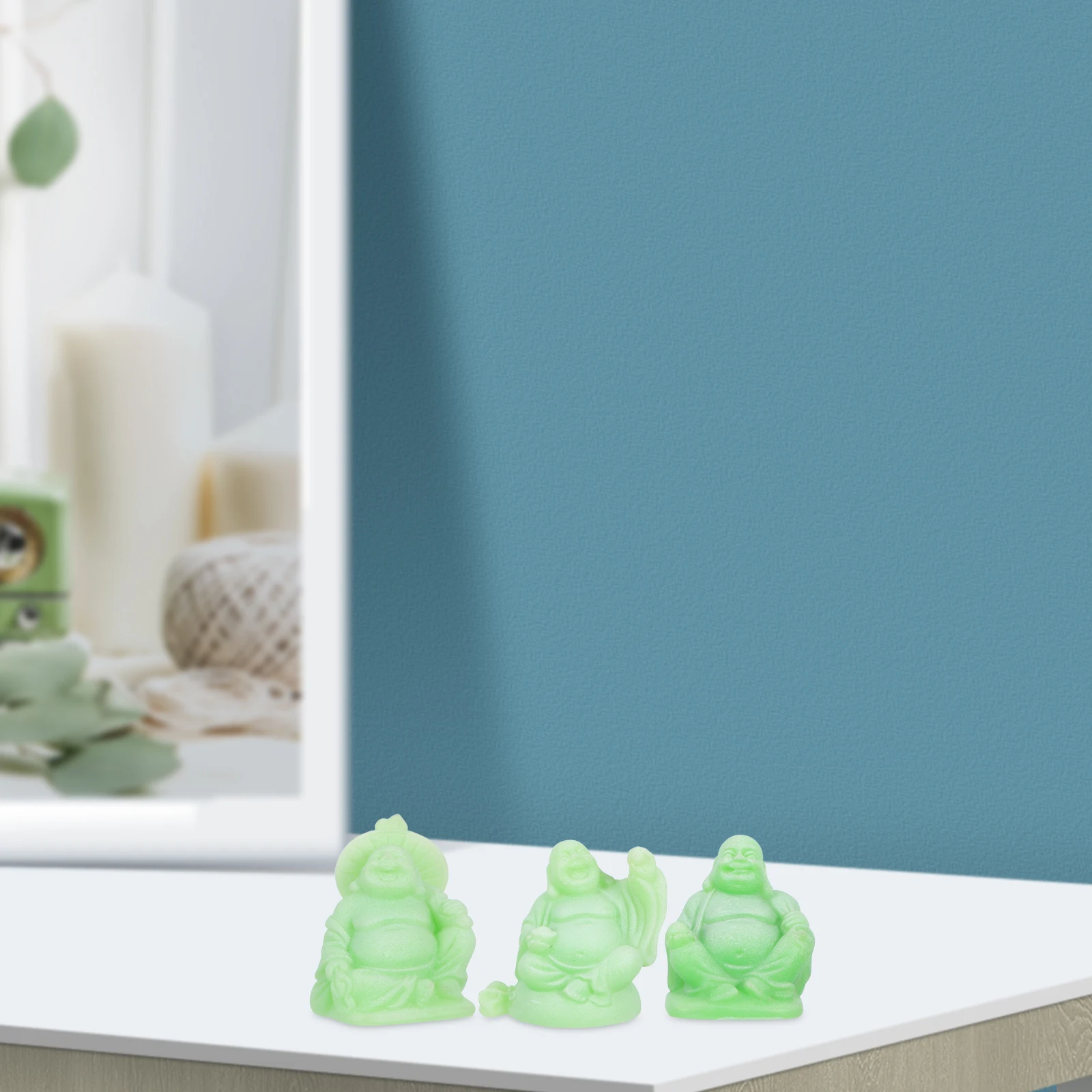 

6Pcs Laughing Buddha Resin Statue Mini Buddha Sculpture Feng Shui Wealth Prosperity Decoration Home Office Feng Shui Ornament