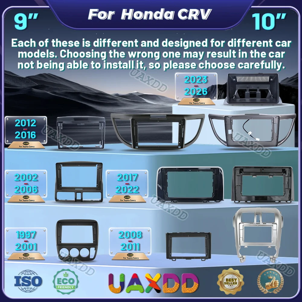 

Для 1997-2001 2008-2022 2023-2026 Honda CRV 9 10,1 дюйма Android рамка Комплект панели Центральный лицевой плеер приборная панель мультимедиа MP5 DVD