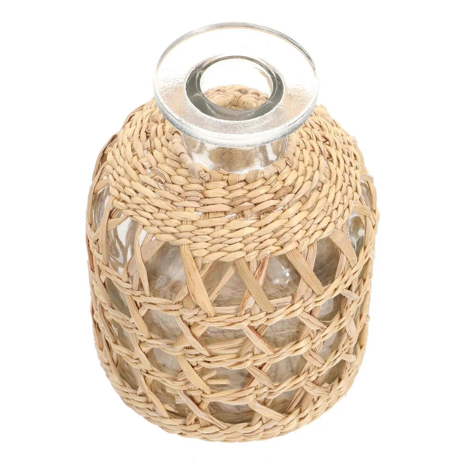 

Woven Glass Aromatherapy Bottle Vase Home Table Decor Single Stem Wicker Natural Grass Centerpiece Durability Travel