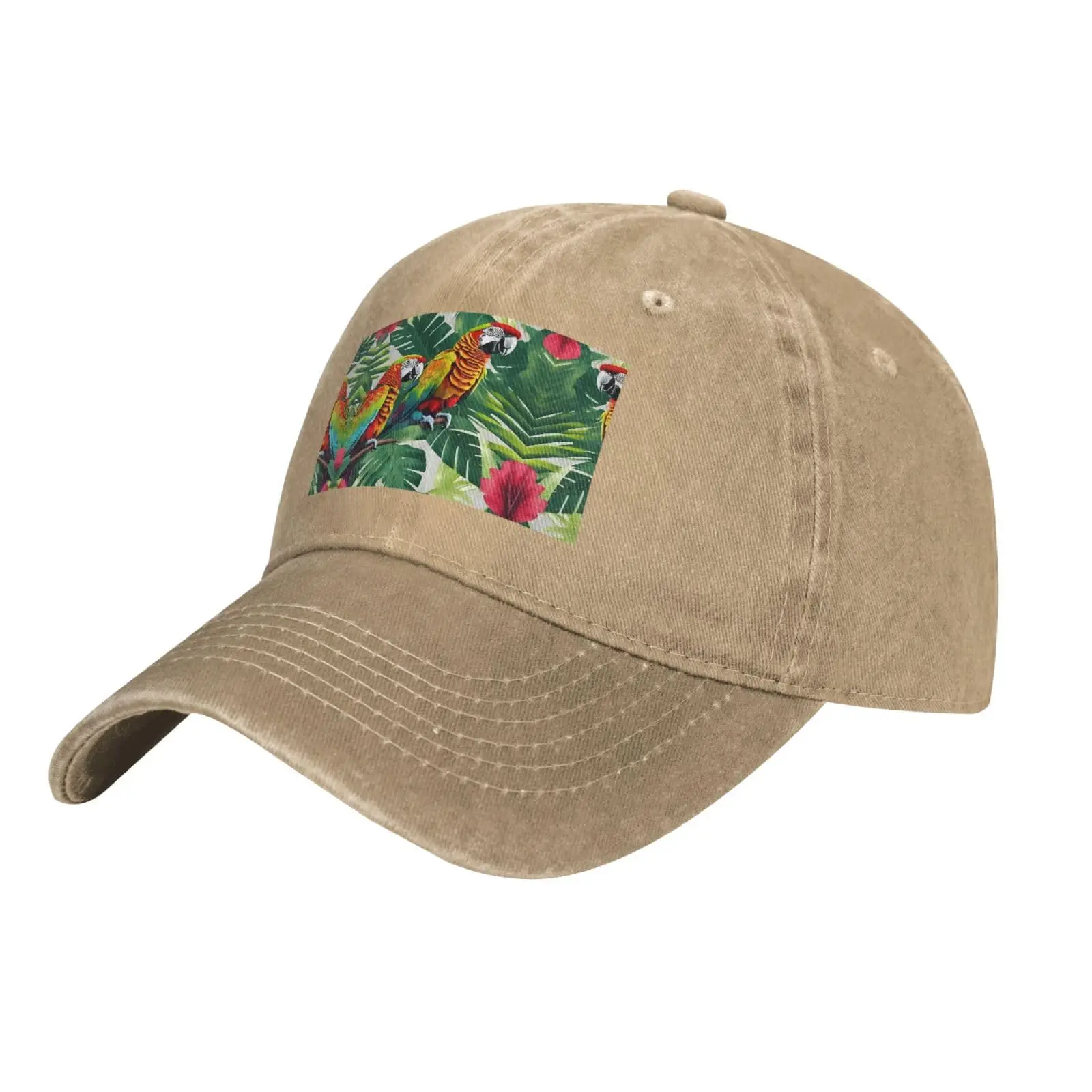 Tropical Flower Leaf Parrot Print Baseball Cap Adjustable Outdoor Hat Unisex Headwear Easter Sun Hats Trucker Caps Gift