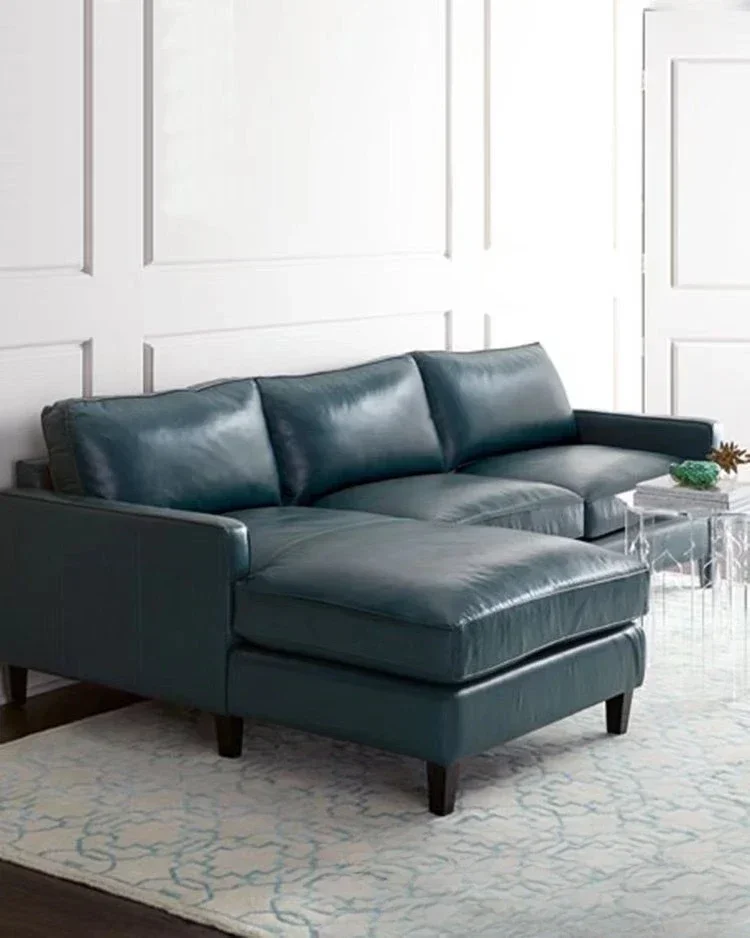 American living room leather soft bag leisure corner sofa furniture model room apartment fashion reception sofa