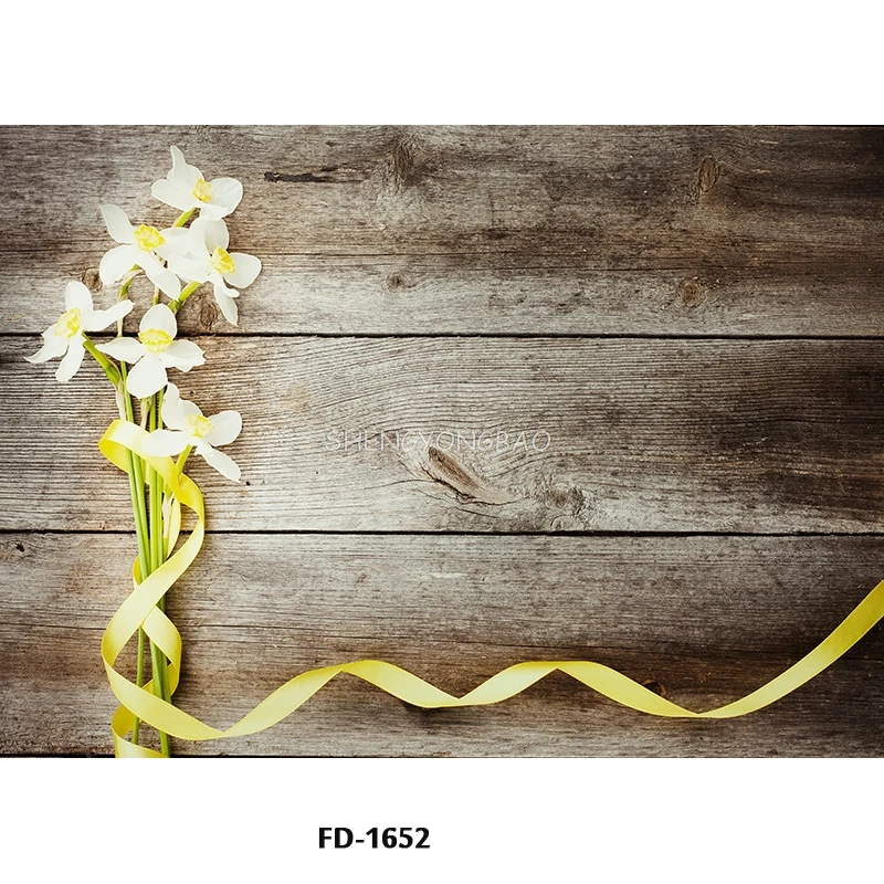 Vinyl Custom Photography Backdrops Flower and wood Planks Theme Photography Background DST-51