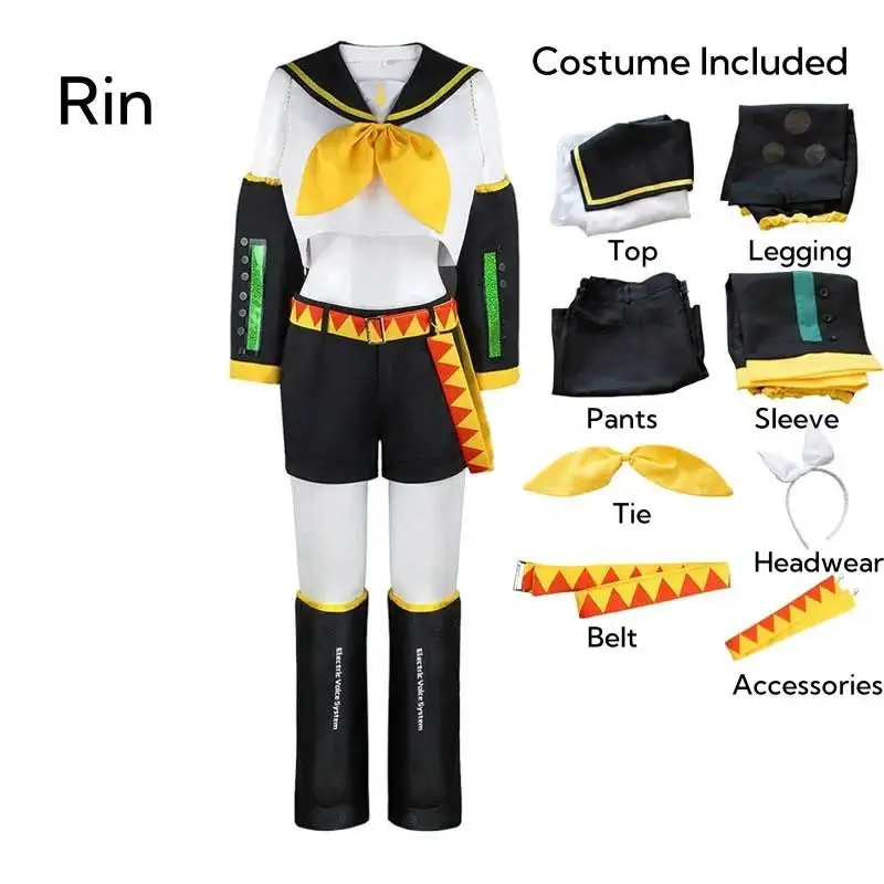 Kagamine Rin Cosplay Kostuum Kagamine Len Cosplay Outfit Sailor Volledige Set Pak Voor Unisex