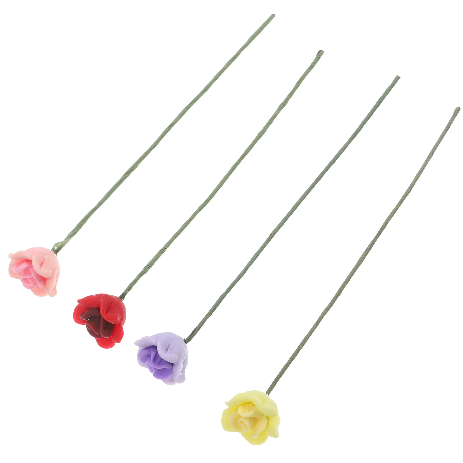 

4 Pcs Miniature Roses Accessory Model Flower Models Artificial Flowers Simulation Bouquet Ornaments Desk Decoration