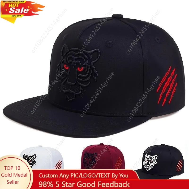 الرجال النمر رئيس الجانب مخلب علامة التطريز الهيب هوب قبعة الرياضة في الهواء الطلق قابل للتعديل حماية من الشمس قبعة عادية مناسبة للربيع و