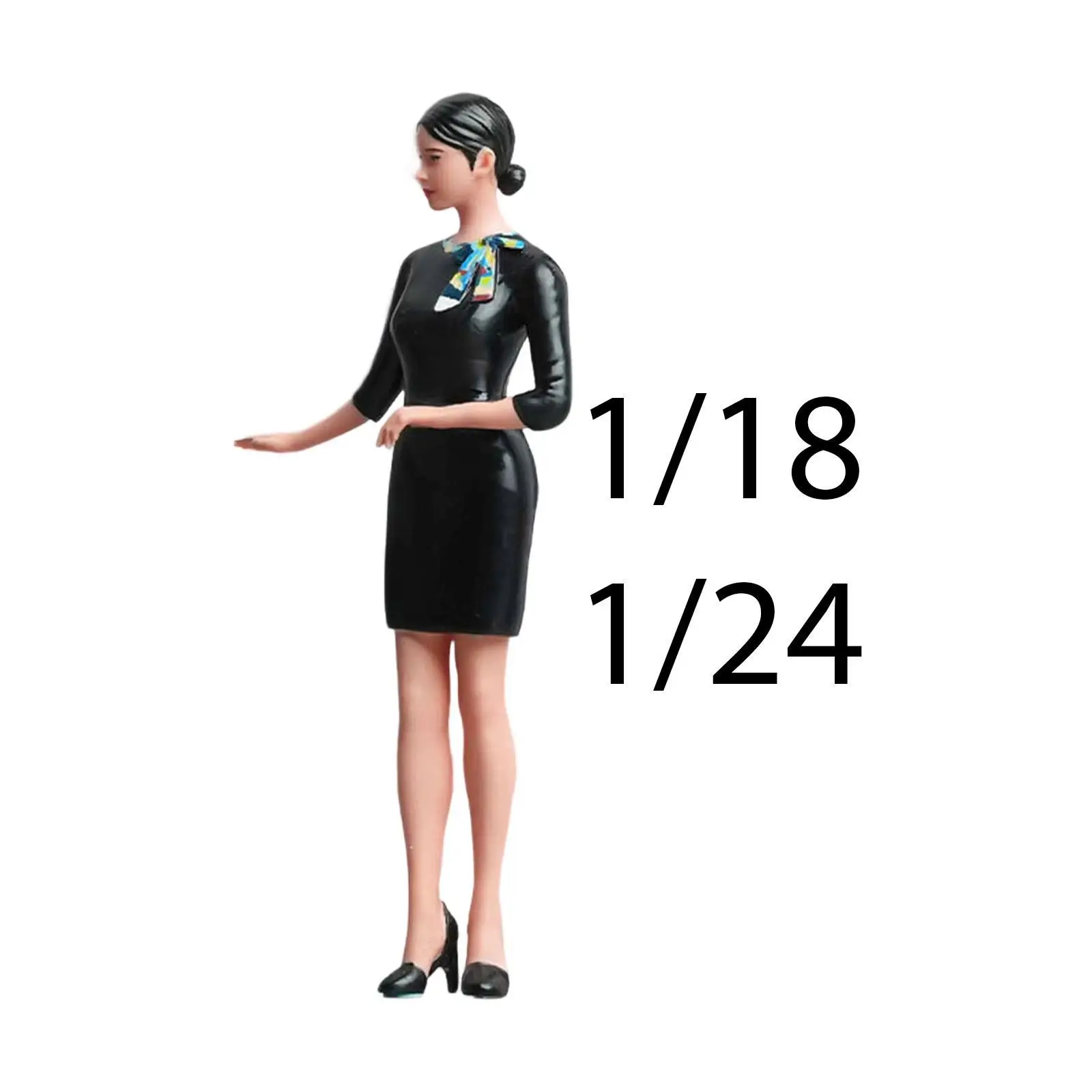 

Hand Painted Miniature Girl Figure,Tiny Resin Collectibles Airline Stewardess Model for Photography Props Micro Landscapes