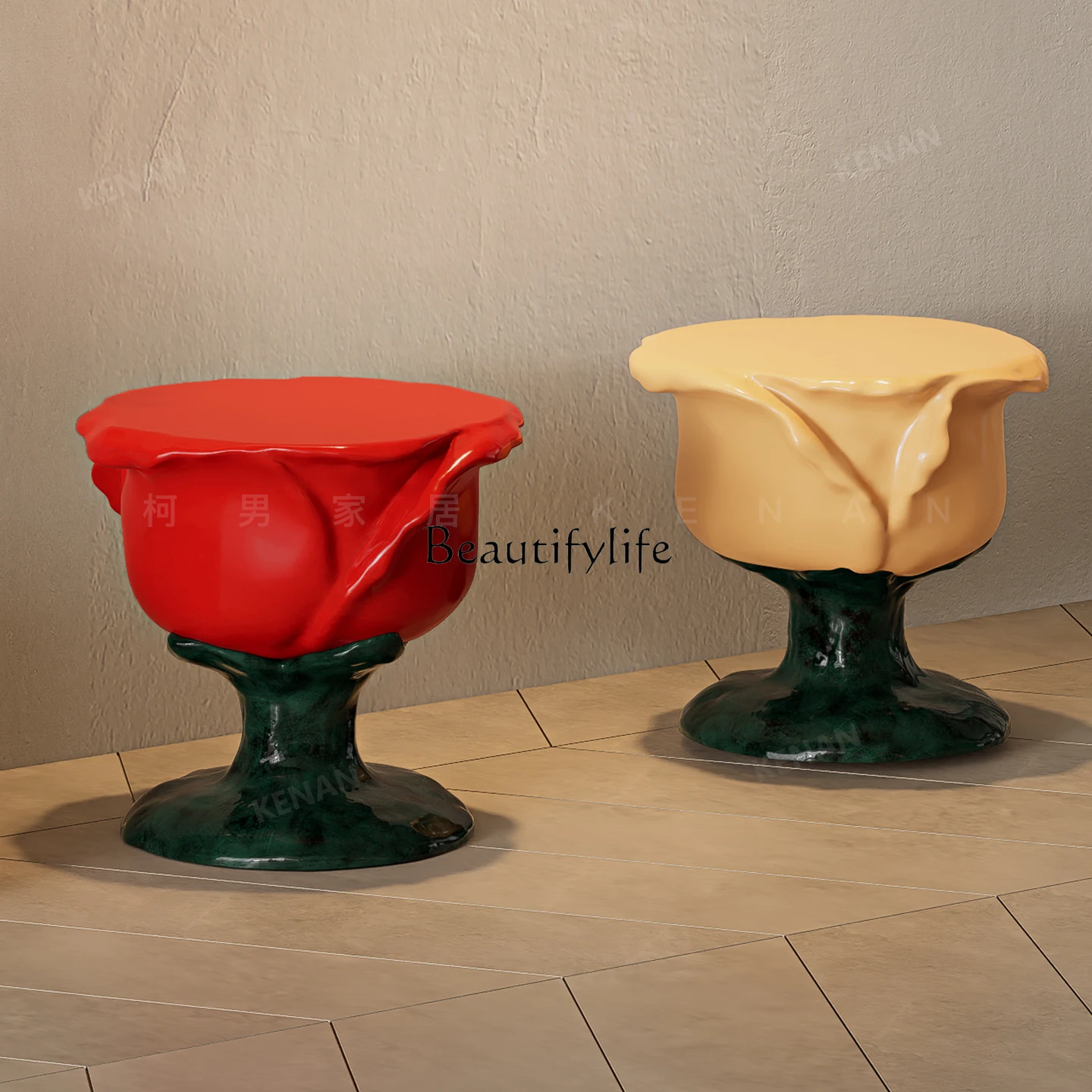 

Rose seat stool, shoe change stool entrance door, light luxury, high-end sense of home creative ornament