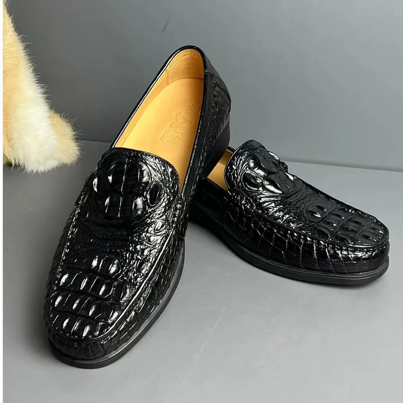 

Thai Mens Shoes Fashionable British Crocodile Style Retro Business Casual Leather Casual Loafers Men High-end Ankle Straps Shoes