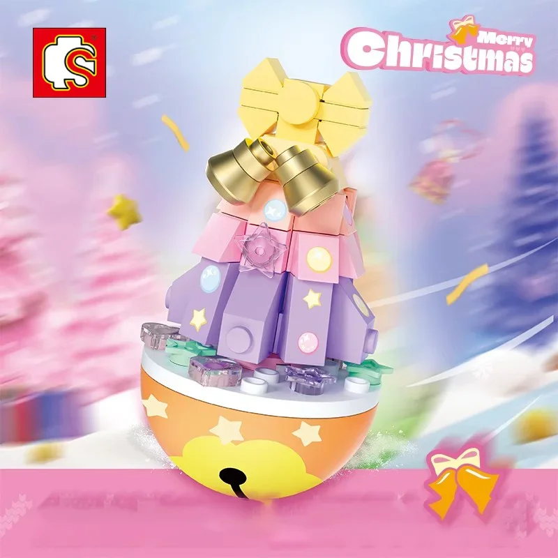 SEMBO Kawaii tumbler Building Blocks คริสต์มาสของขวัญ Gingerbread Snowman ชุดเครื่องประดับตกแต่งเด็กประกอบของเล่น