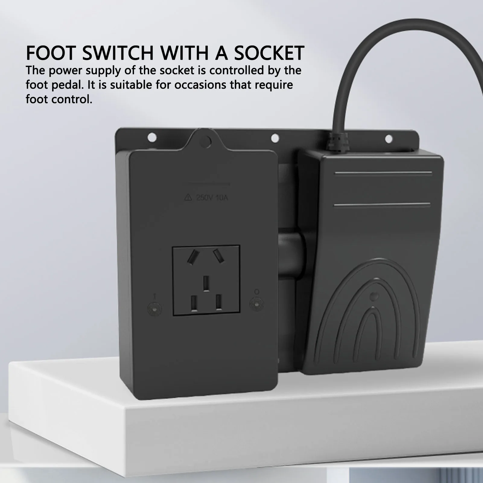 

Foot Control Foot Pedal Control with Socket 10A Convenient Safe Handsfree Operating Foot Operated Pedal Controller