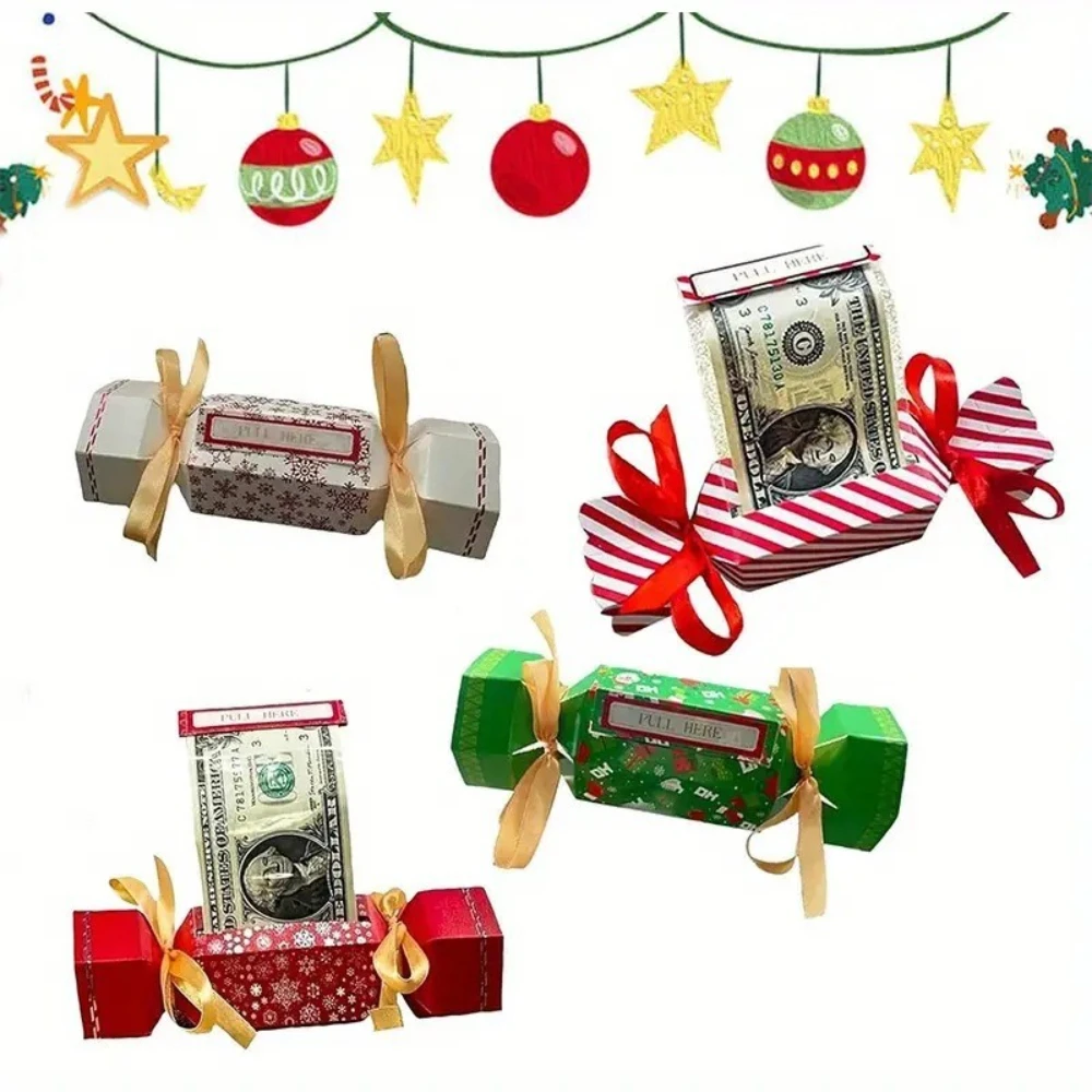 

4pcs Christmas Money Holder or Gift Card Holder Rectangular Candy Christmas Purse for Cash Checks Gift Cards Supplies Decoration