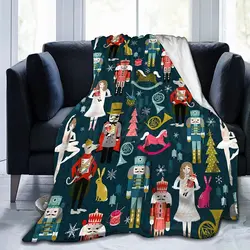 Christmas Nutcracker Throw Blanket Nutcracker Ballet Dance Plush Blanket Xmas Nutcracker Fuzzy Blanket for Bed Sofa Couch Party