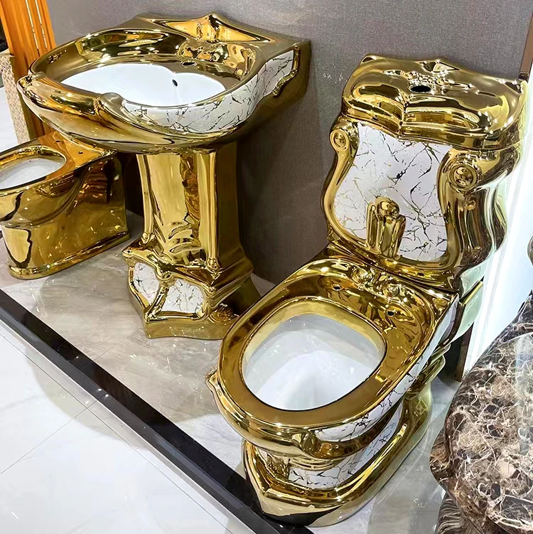 gold basin toilet set