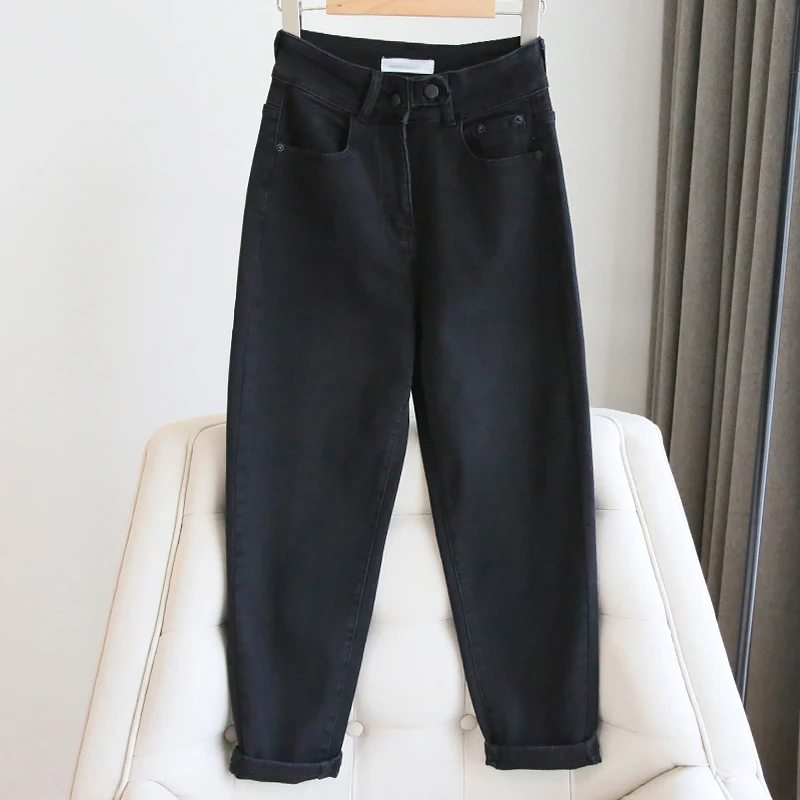 

Bla Fce Lined Denim Jeans Women's Loose High Waist Harlan Pants plus Size Slimming Dad Jeans Autumn Winter New Arrival