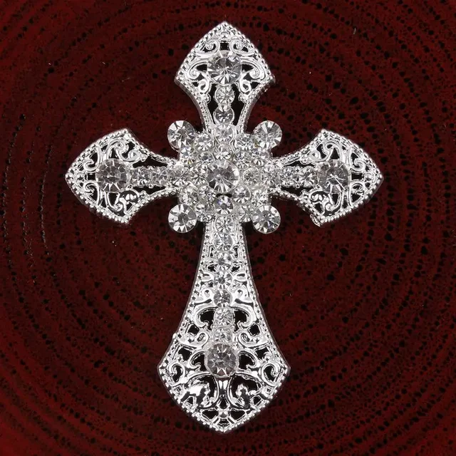 2 sztuk/partia Vintage ręcznie robione brokatowe metalowe kryształki z zatrzaskiem z krzyżykiem ze stopu kryształu z płaskiego krzyża do biżuterii