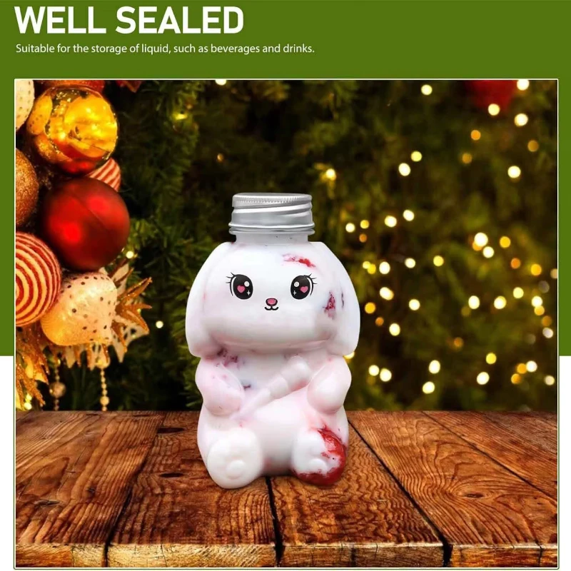 Osterhase Plastikflasche mit Deckel, wiederverwendbar, für DIY-Partys, durchsichtige Milchtee-Flasche, Wasserflasche, tragbarer Kaffeebecher