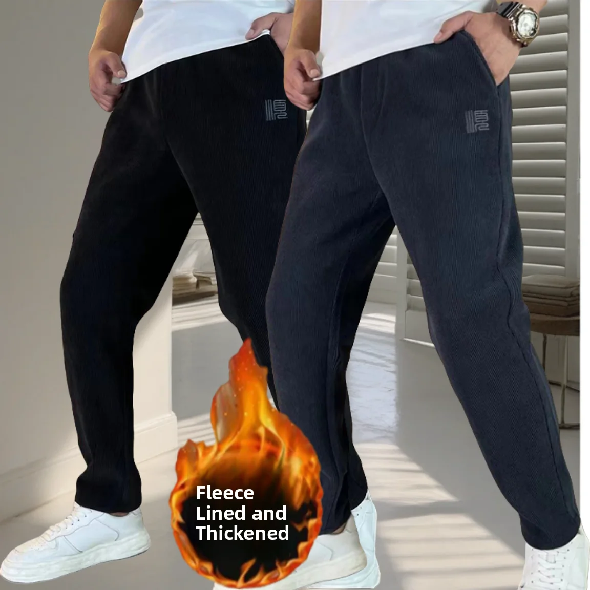 

Thiened Fce Sports Sweatpants for Men Autumn Winter Straight Leg Harlan Pants Youthful And Sli Casual Trousers