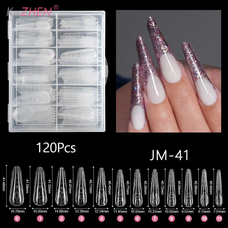 120pcs Nail Mold With Edges Scale Inside Acrylic False Nails Tips Quick Building Gel Mold Extension Top Upper Forms Extension