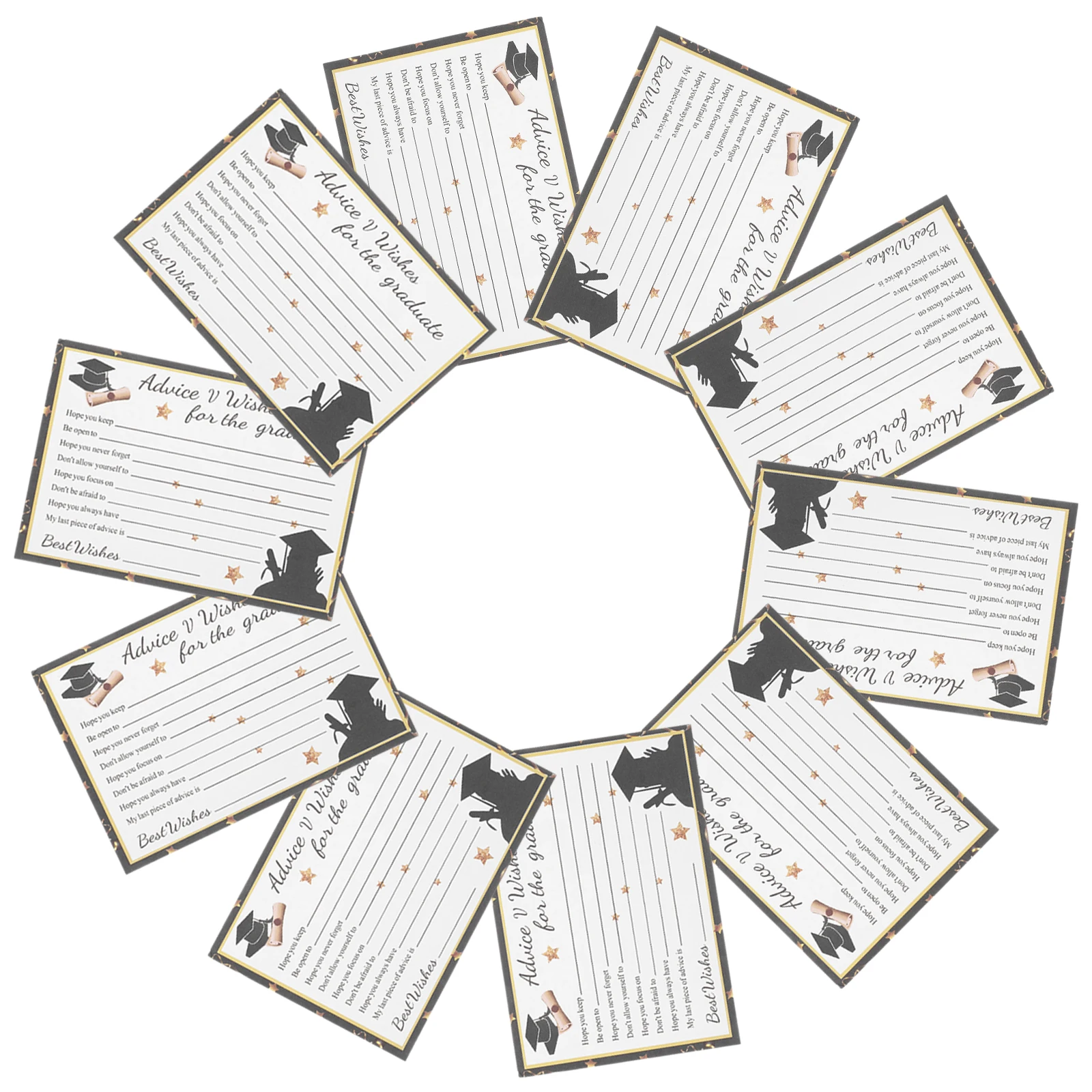 

10 Pcs Graduation Greeting Card Party Cards Wishes Invitation Paper Celebration Exquisite