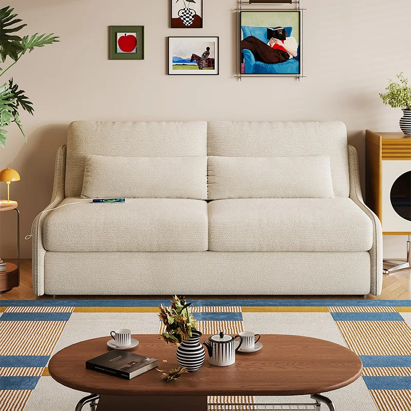 Sofa bed dual-purpose with mattress fully removable and washable foldable shop small apartment double fabric sofa