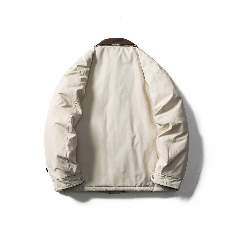 معطف منتفخ لملابس العمل اليابانية Amekaji مقاس كبير للجنسين مع سترات بياقة سروال قصير شتوية سميكة ودافئة مبطنة بالقطن #3