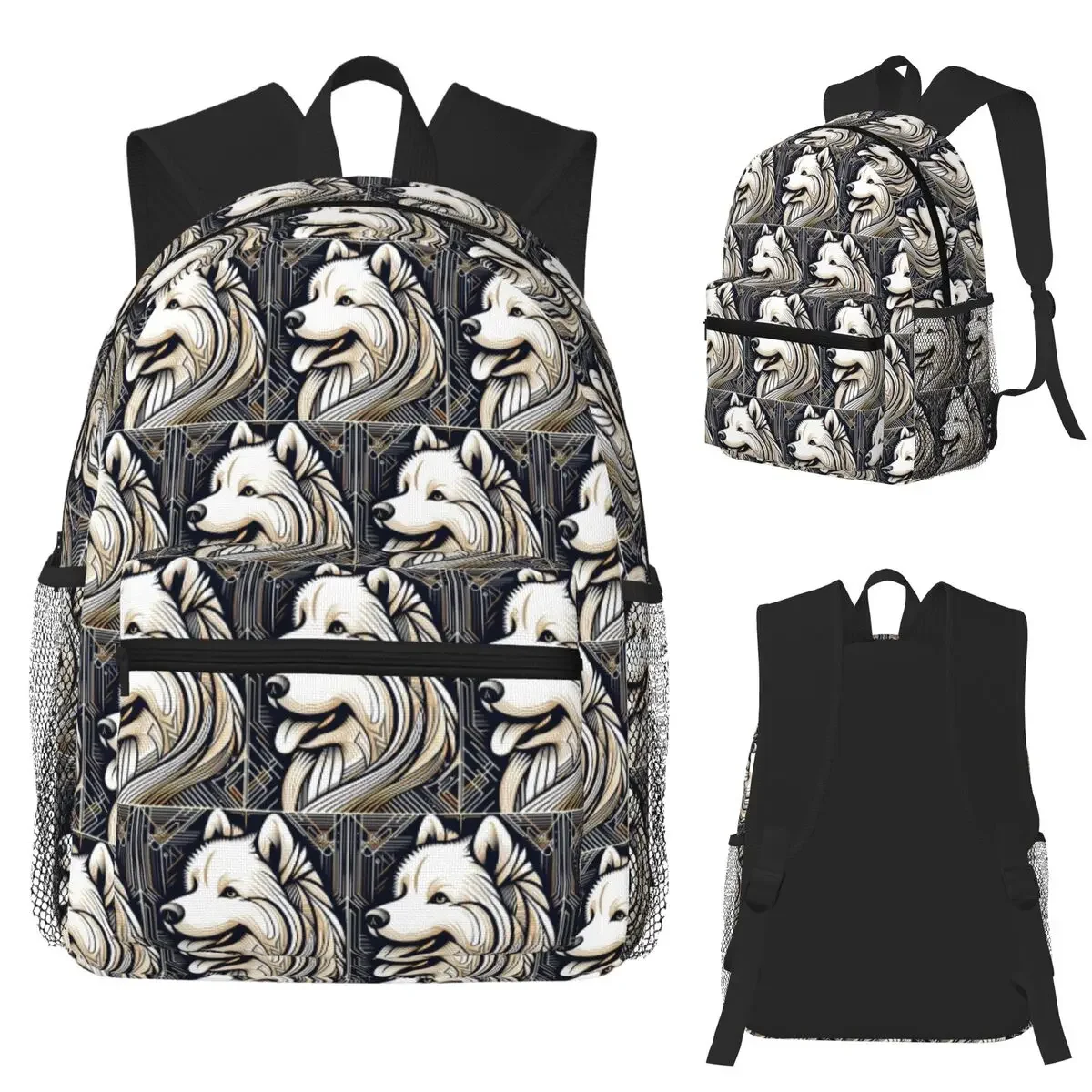 Samoyed Dog Elegance Artistic Wonder Student Backpack School Bag Hiking Travel Daypack for Men Women Bookbag Shoulder Bags