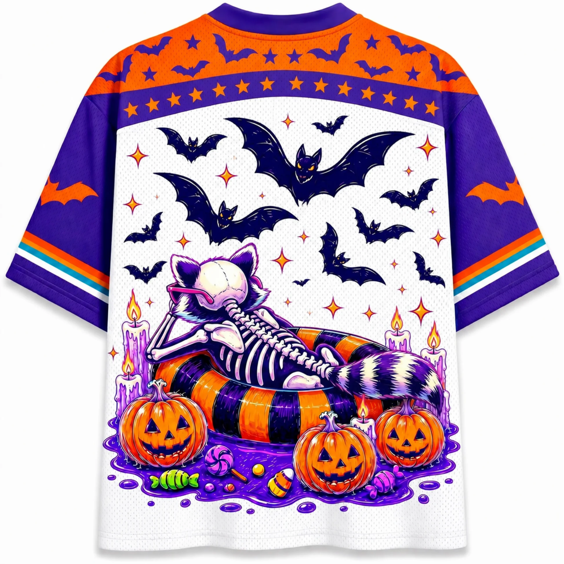 3D Printed American Funny V-neck T-shirt Trendy Halloween Candy Candle Atmosphere Wan Men's and Women's Ball Clothes - view 3