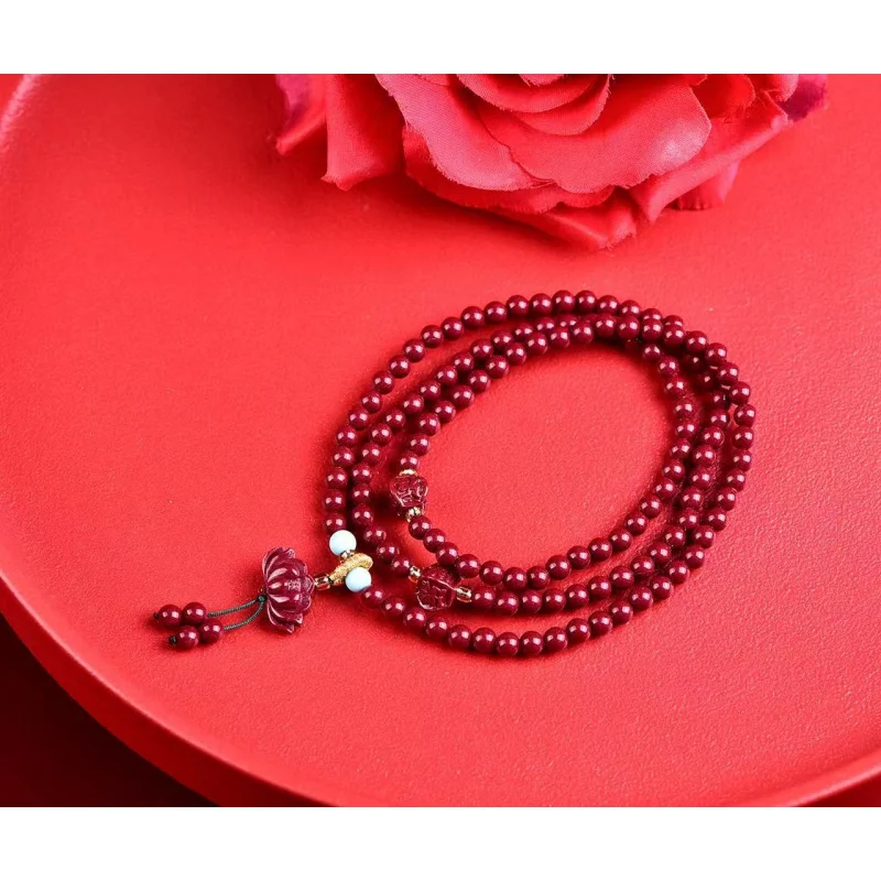 High-content natural mineral purple gold sand three-ring polished bead bracelet men and women