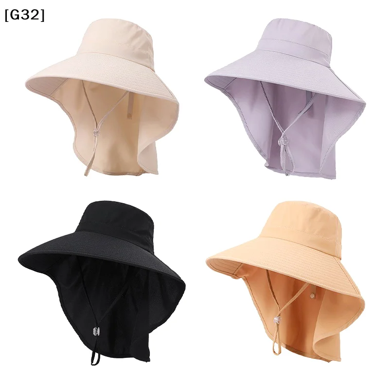 Women's Summer Bucket Hat with Shawl Lightweight Breathable Face Neck Protection Beach Sun Hat Multiple Colors Optional[G32]